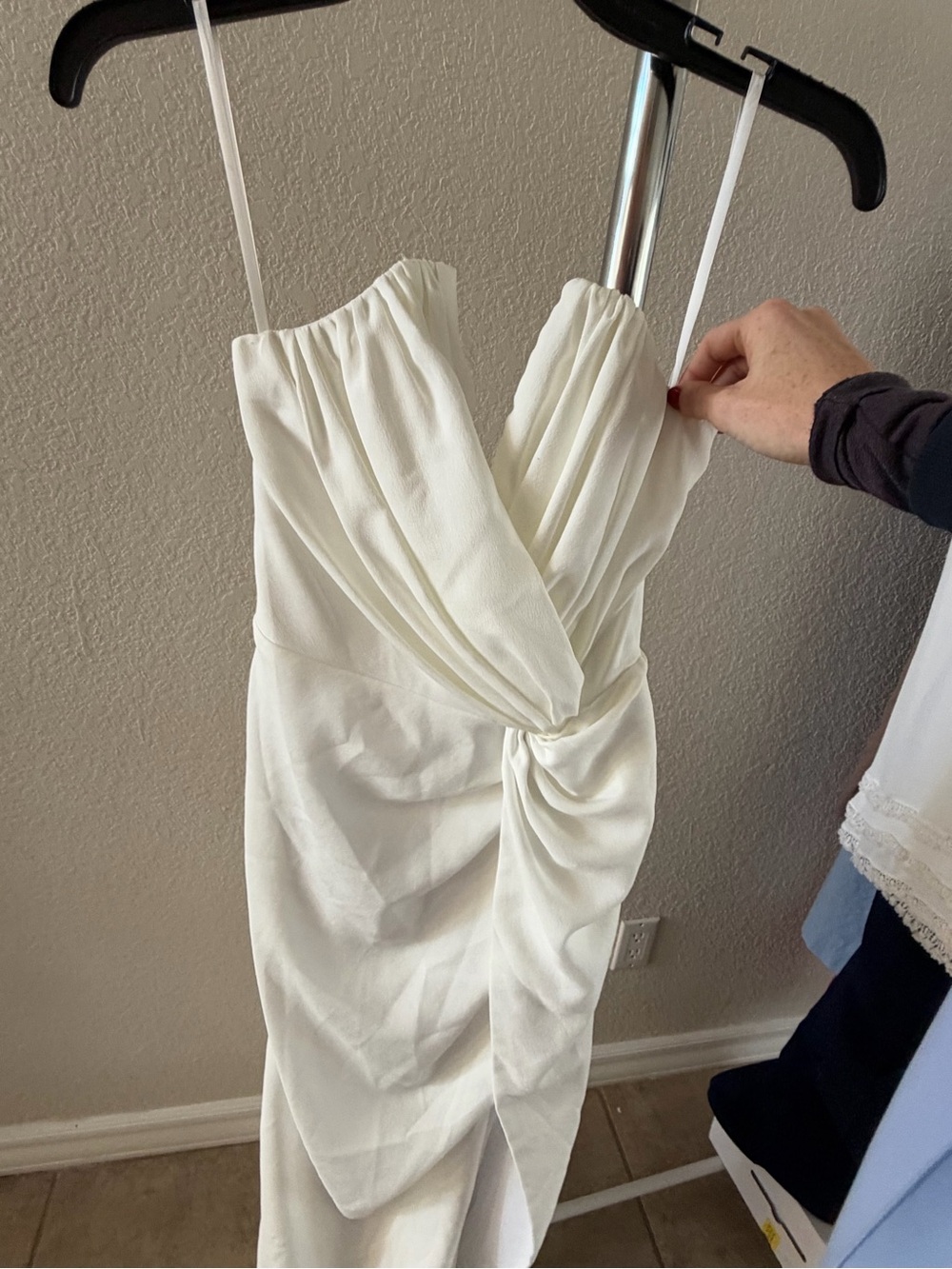 Katie may v neck split white dress